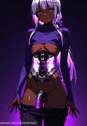 ai_generated balls cyberpunk femboy neon_lights otoko_no_ko penis trap yaoi