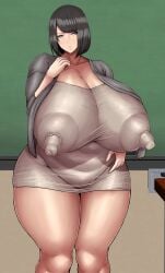 1female 1girl 1girls areola areola_bulge areolae areolae_visible_through_clothing breasts_bigger_than_head breasts_bigger_than_torso brown_areola brown_areolae brown_nipples chalkboard classroom dark_areola dark_areolae dark_nipples dress enormous_breasts enormous_thighs female female_focus female_only gigantic_areola gigantic_areolae gigantic_breasts gigantic_nipples gigantic_thighs huge_areola huge_areolae huge_breasts huge_hips huge_nipples huge_thighs huge_tits large_areola large_areolae large_breasts large_hips large_nipples large_thighs large_tits long_nipples massive_areolae massive_breasts massive_nipples massive_thighs mole mole_(marking) mole_under_eye nipple nipple_bulge nipple_outline nipples nipples_visible_through_clothing oc original original_character ponkotsuu puffy_areola puffy_areolae puffy_nipples ring saori_kiriyama school see-through see-through_clothing see-through_dress see-through_top see_through short_hair solo solo_female solo_focus standing standing_position stretch_marks stretched_clothing teacher thick thick_female thick_hips thick_legs thick_thighs thighs_bigger_than_head thighs_bigger_than_torso tight tight_clothes tight_clothing tight_dress tight_fit tights transparent transparent_clothing voluptuous voluptuous_female wide_hips