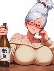 1girls ai_generated ayase_seiko big_breasts blush blush_lines blushing breasts brown_eyes dandadan female gilf glasses hair huge_breasts ironart ironart158 light-skinned_female light_skin long_hair mature mature_female mature_woman red_glasses simple_background solo solo_female tied_hair white_background white_hair