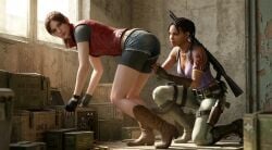 2girls ai_generated ass ass_worship bare_ass black_body braid braided_hair capcom claire_redfield clothing grok groping groping_ass gun hand_on_butt kissing_ass licking_ass mp4 panties pants_down resident_evil resident_evil_5 sheva_alomar shotgun sound tagme thick_ass tongue underwear video white_body white_panties yuri