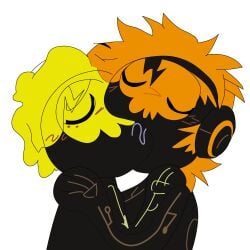 blush closed_eyes eyes_closed french_kiss hug kiss kissing larp meme musician orange_hair replication romantic saliva saliva_trail shitpost the_living_tombstone traced yellow_hair
