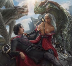 1boy 1boy1girl 1female 1girl 1girls 1male 1male1female a_song_of_ice_and_fire amelodyj areolae baela_targaryen belt belt_buckle black-haired_male black_boots black_female black_hair black_leather_boots black_pants black_skinned_female boobs boobs_out boots breast_grab breasts breasts_out canon_couple cape castle closed_eyes clothing cousin cousin_and_cousin cousins crossbow dragon dragon_rider dragons female female_on_top fire_and_blood game_of_thrones girl_on_top grabbing grabbing_boob grabbing_breast green_dragon grey_dragon hand_on_boob hand_on_breast hand_on_shoulder harry_collett house_of_the_dragon incest incest_(lore) incestuous interracial jacaerys_velaryon light-skinned_male looking_at_partner lying lying_on_back male nipples outdoor outdoors prince princess red_cape red_coat riding saddle side_view silver_hair silver_hair_female step-incest sword tits tits_out valyrian white_hair white_hair_female white_male white_male_black_female woman_on_top