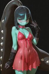 1girls ai_generated anthro_female black_hair blue_skin female generation_3_pokemon humanoid levi_(scorpianpp) mawile original_character pink_eyes pokemon pokemon_(species) scorpianpp self_upload short_hair stable_diffusion