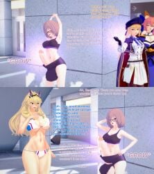 3d 4girls artoria_pendragon artoria_pendragon_(caster) barghest_(gawain)_(fate) bikini blonde_hair english_text fate/grand_order fate_(series) female futa_transformation futanari growth huge_cock intersex koikatsu mash_kyrielight penis penis_expansion penis_growth penis_growth_(enlargement) pink_hair sports_bikini swimsuit tamamo_no_mae_(fate) text unaware xavierhuge
