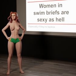 1girls 3d alternate_version_available barefoot briefs briefs_only confident female female_only green_eyes green_swimsuit hands_on_hips hands_on_own_hips jean_grey light-skinned_female marvel marvel_rivals meme phoenix_(marvel_rivals) phoenix_(x-men) powerpoint presentation projector projector_screen red_hair red_hair_female solo_female speedo_only swim_briefs topless topless_female x-men you_guys_are_just_cowards_(meme)