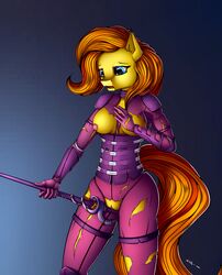 2017 absurd_res anthro areola blue_eyes breasts clothed clothing earth_pony equine eyelashes fan_character female fully_clothed hair hi_res holding_object holding_weapon horse mammal masturbating_with_weapon masturbation melee_weapon my_little_pony neko-me nipples open_mouth orange_hair pony pussy pussy_juice solo sword torn_clothing weapon