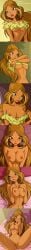 1girl big_breasts breasts_squeezed_together brown_hair brown_skin cartoon cartoon_character embarrassed embarrassed_nude_female erect_nipples flora_(winx_club) green_clothing green_eyes large_breasts long_hair long_image naked naked_female nude nude_female on_back on_bed pussy shiny_body shiny_skin solo solo_female steamy_breath sweat sweating underboob undressing undressing_self winx_club
