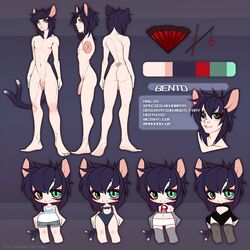 animal_humanoid cat_humanoid chibi clothed clothing feline flaccid humanoid humanoid_penis looking_at_viewer male mammal model_sheet nude penis smile solo standing teil wide_hips