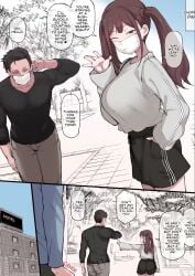 1boy 1girls cheating huge_breasts mature_male muscular_male netorare tagme taller_male terasu_mc twintails uniform video