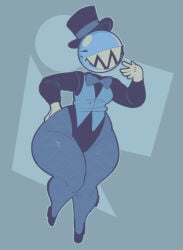 1boy bubble_(the_amazing_digital_circus) sharp_teeth solo the_amazing_digital_circus top_hat welwraith wide_hips wide_thighs