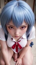 ai_generated animated blowjob blue_hair futanari handjob neon_genesis_evangelion pov red_eyes rei_ayanami sound tagme vaginal_sex video