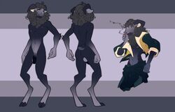 anthro balls caprine clothed clothing flaccid horn humanoid_penis looking_at_viewer male mammal model_sheet nude penis sheep smile solo teil
