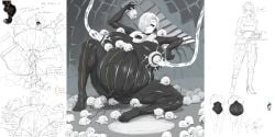 alternate_breast_size anthrofied belly_expansion birth birthing black_bodysuit bodysuit breast_milk breast_milking breast_milking_machine breasts breasts_bigger_than_head chell eye_covered female female_focus female_only focus_on_pussy glados glados_(humanoid) hair_covering_eye head_back korean_text magma_(software) malfunction milking milking_breasts milking_machine mole mole_under_eye personification portal portal_(object) portal_(series) portal_gun pregnancy pregnant pregnant_belly pregnant_female red_eyes restrained robot robot_girl speech_bubble tongue tongue_out turret_(portal) unknown_artist white_background white_hair white_skin yellow_eyes