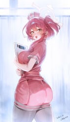 1girl aged_up big_ass big_breasts blue_archive blush halo looking_at_viewer nurse serina_(blue_archive) solo solo_female wide_hips