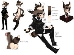 anthro ass balls canine half-erect looking_at_viewer male mammal model_sheet multiple_images penis smile solo tongue tongue_out yuurikin