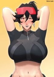 1girls armpit armpits arms_behind_back arms_behind_head arms_up artist_name black_hair black_lipstick defal_hady_(artist) female female_only glasses jubilation_lee jubilee jubilee_(marvel_rivals) marvel marvel_rivals midriff navel red_eyes scar short_hair smile smiling smiling_at_viewer sunglasses sunglasses_on_head teasing teasing_viewer tummy vampire vampire_girl vampire_jubilee watermark wolf_cut wolfcut x-men