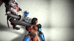 3d alternate_costume dark-skinned_female dark_skin femdom huntress_widowmaker overwatch pharah pharah-best-girl widowmaker yuri