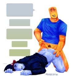 anal doggystyle erection from_behind guest_(roblox) hand_on_waist holding_butt male/male noob noob_(roblox) penetration penis playful roblox shirt speech_bubble talking text turtleneck