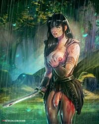 1futa damaged_clothes dorndraws futa_only futanari rain sword xena xena_warrior_princess