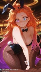 1girls ai_generated bare_shoulders big_penis blue_eyes breasts bunny_ears bunny_girl bunnysuit curvy curvy_body curvy_female dark-skinned_male dark_skin dreamyan_ai fishnet_legwear fishnet_pantyhose fishnets heterochromia hi_res high_quality high_resolution highres interracial league_of_legends leotard long_hair male_pov medium_breasts multicolored_hair orange_hair pantyhose pov purple_eyes smile smiling surprised thick_ass thick_thighs thighs uncensored very_long_hair zoe_(league_of_legends)