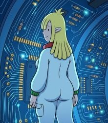 1girls accurate_art_style ai_generated big_breasts blonde_hair bodysuit clothed clothed_female curvy_figure disney disney_channel female female_only hair_over_one_eye looking_at_viewer nicky_anais_little pepper_ann smile smiling solo toon_disney yellow_hair
