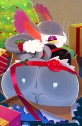 1girls 2025 anus ass big_ass big_ears blush blushing christmas christmas_tree domestic_cat feline female female_only furry gift_wrapped grey_body grey_fur grey_hair looking_at_viewer looking_back mistletoe mistletoe_on_tail nintendo nude nude_female peridraw pokemon pokemon_(species) purple_eyes purple_eyeshadow purugly pussy ribbon thick_thighs thighs white_fur yellow_eyes