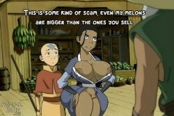 aang avatar_the_last_airbender english_text huge_ass huge_breasts katara text