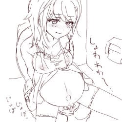 babydoll bathroom blush canon_genderswap cleavage female female_only genderswap_(mtf) gintama lingerie long_hair looking_at_viewer medium_breasts monochrome nipples_visible_through_clothing okita_sougo okita_souko outie_navel peeing pissing ponytail pregnant rule_63 shirogu side_ponytail sketch solo thighhighs toilet toilet_use uncomfortable urination urine