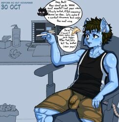 3boys anthro bulge goodhorny69 no_nut_november oc original_character rat rat_boy simple_background sweat sweatdrop