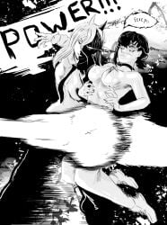 2girls ass breasts chainsaw_man comic embarrassed female higashiyama_kobeni nonameartist nude power_(chainsaw_man) slapping_ass tagme