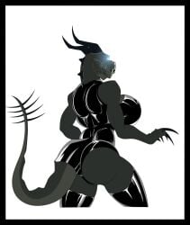 deathclaw dress female_deathclaw latex latex_clothing morningstarlewds tagme