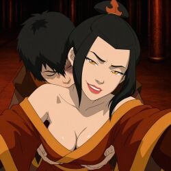 1girls ai_generated avatar_legends avatar_the_last_airbender azula black_hair brother_and_sister incest royalty selfie selfie_pose tagme zuko