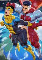 ai_generated anal anal_penetration anal_sex asian asian_male big_penis black_hair blue_eyes bodily_fluids dad_and_son daddy erect_penis father_and_son flying gay gay_incest gay_male gay_sex haruartx in_the_air incest invincible invincible_(comics) invincible_(superhero) invincible_(tv_series) male_penetrating manhandling mark_grayson moustache muscular muscular_male nolan_grayson older_male older_penetrating_younger omni-man open_mouth overstimulation size_difference sky small_sub_big_top superhero thick_thighs twink younger_male