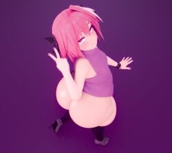 1boy 3d 3d_(artwork) above_view astolfo_(fate) bedroom_eyes big_ass blushing fat_ass fate/apocrypha fate_(series) femboy girly hair_ribbon high_heels huge_ass kneehighs looking_at_viewer painted_nails peace_sign pink_eyes pink_hair pose sissy sonivvnsfw sweater thick_thighs