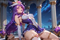 1girls ai_generated ass clothed_sex double_decker erect_nipples female_on_top headgear heavenly_art large_breasts league_of_legends moaning motion_lines penis purple_hair pussy riot_games saliva sex star_guardian_series star_guardian_syndra syndra vaginal_penetration