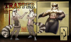 animal_genitalia anthro avias_(artist) balls fur hair heart male mammal model_sheet muscular nude raccoon sheath solo standing