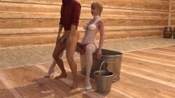 1futa1boy 3d anal anal_sex daz_studio dickgirl futa_on_male futanari knot knotted_penis male spodvohomg submissive white_lingerie