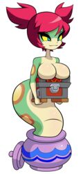 big_breasts breasts cleavage jar lamia monster_girl naga_girl shantae shantae:_half-genie_hero smooth_skin snake snake_girl thegeckodemon treasure treasure_chest tuki_(shantae)