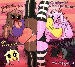 2femboys 2girls cinnamon_(oxyoxyoxyox) horny legs_held_open licorice_(oxyoxyoxyox) marshmallow_(oxyoxyoxyox) toffee_(oxyoxyoxyox)