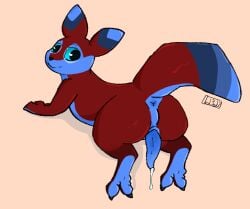 2_toes animal_genitalia anus benadryl_buckshot big_butt bodily_fluids butt butt_focus dripping feet feral foot_focus genital_fluids genitals looking_back lying male multicolored_body on_front paws precum precum_drip rain_world shaded slit_penis slugcat solo spread_butt spreading tail toes videocult