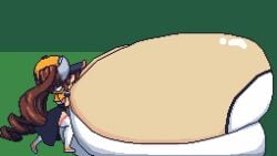 1girls animated bikini bouncing_breasts bra breasts brown_hair cap cleavage colossal_breasts cow_horns emberushi female female_focus female_only hat hips horns hyper hyper_breasts large_breasts pixel_animation pixel_art running socks thigh_highs thigh_socks thighs