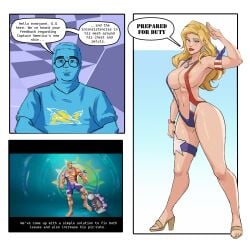 big_ass big_breasts blonde_hair captain_america comic_page english_text gearthefae genderswap genderswap_(mtf) long_hair marvel_comics marvel_rivals parody rule_63 sling_bikini