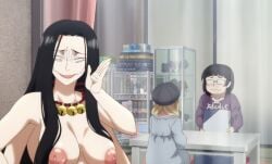 areolae black_hair breasts dara-san gunpla large_areolae large_breasts monster_girl naga nipples open_mouth puffy_nipples reiwa_no_dara-san screencap