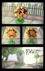 candy cap cloak cute fan_character goggles peashooter_(pvz) plant_boy plant_girl plants_vs_zombies plants_vs_zombies_2:_it's_about_time safe sunflower_(pvz)