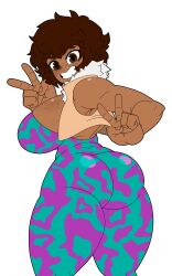 1girls 2021 2d alternate_skin_color alternate_version_available ass ass_focus big_ass big_breasts big_butt black_sclera blackwashed blindstash bodysuit breasts brown_hair brown_hair_female cleavage dark-skinned_female dark_skin double_v female freckles freckles_on_breasts freckles_on_face from_behind fully_clothed hero_outfit_(mha) hi_res large_ass large_breasts looking_at_viewer looking_back mina_ashido my_hero_academia race_swap short_hair short_hair_female simple_background smile smiling solo solo_female solo_focus superhero_costume superheroine thick_thighs tight_clothing white_background
