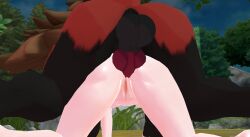 3d doggy_style furry furry_on_female furry_on_human futa_on_female knot_in_ass noravrmx outdoors vroid