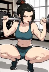 1girls ai_generated avatar_legends avatar_the_last_airbender azula black_hair royalty sports_bra sportswear tagme