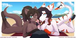 amur_carp anthro aquatic beach breasts butt carp cyprinid cypriniform fellatio female first_person_view fish genitals group hair handjob hi_res humanoid_genitalia humanoid_penis koi licking male male/female mammal mustelid nude offscreen_male oral otter penile penis sex shark short_hair tail tongue trio typical_carp willfurr