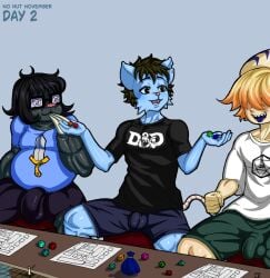 3boys ball_(goodhorny69) bitz_(sol_cursed) board_game bulge dungeons_and_dragons goodhorny69 mole mole_rat no_nut_november oc original_character rat rat_boy simple_background