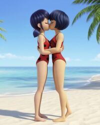 2girls ai_generated amber_eyes animated bathing_suit beach blue_eyes blue_hair breasts female human kagami_tsurugi kissing marinette_dupain-cheng medium_breasts mehefin013 miraculous_ladybug nude self_upload shorter_than_30_seconds skinny_dipping stripping tagme undressing vagina video yuri